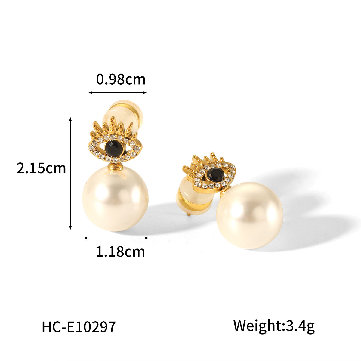 Retro Pearl Earrings Stainless Steel Bow Heart Diamond-Embedded Stud Earrings for Women Fashion Universal Earrings