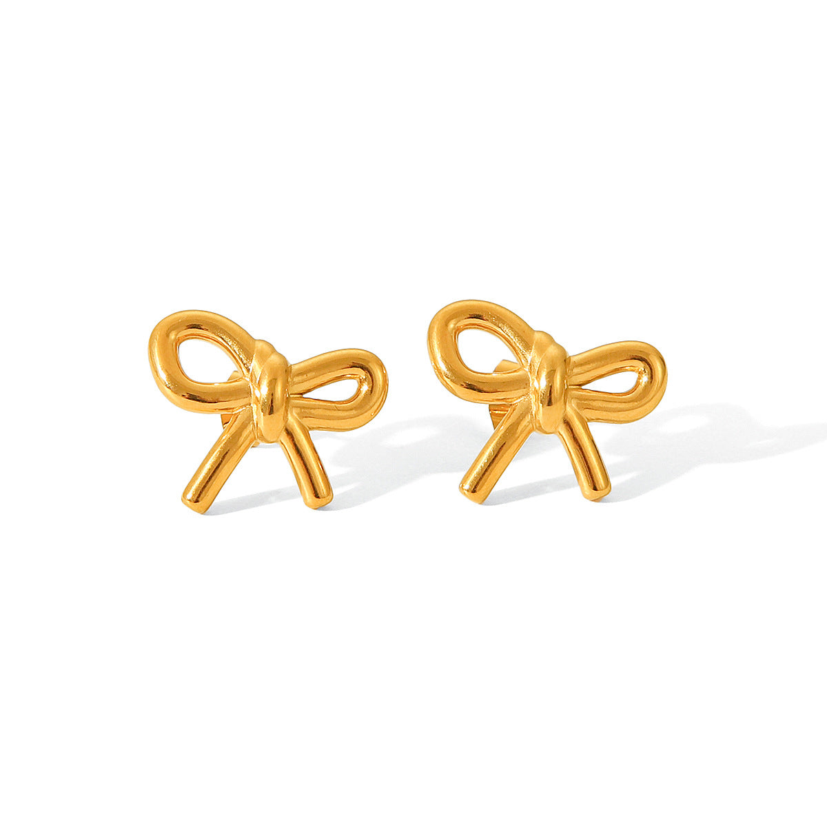18k Gold Stainless Steel Bow Earrings for Women, Fashionable and Versatile Titanium Steel Earrings