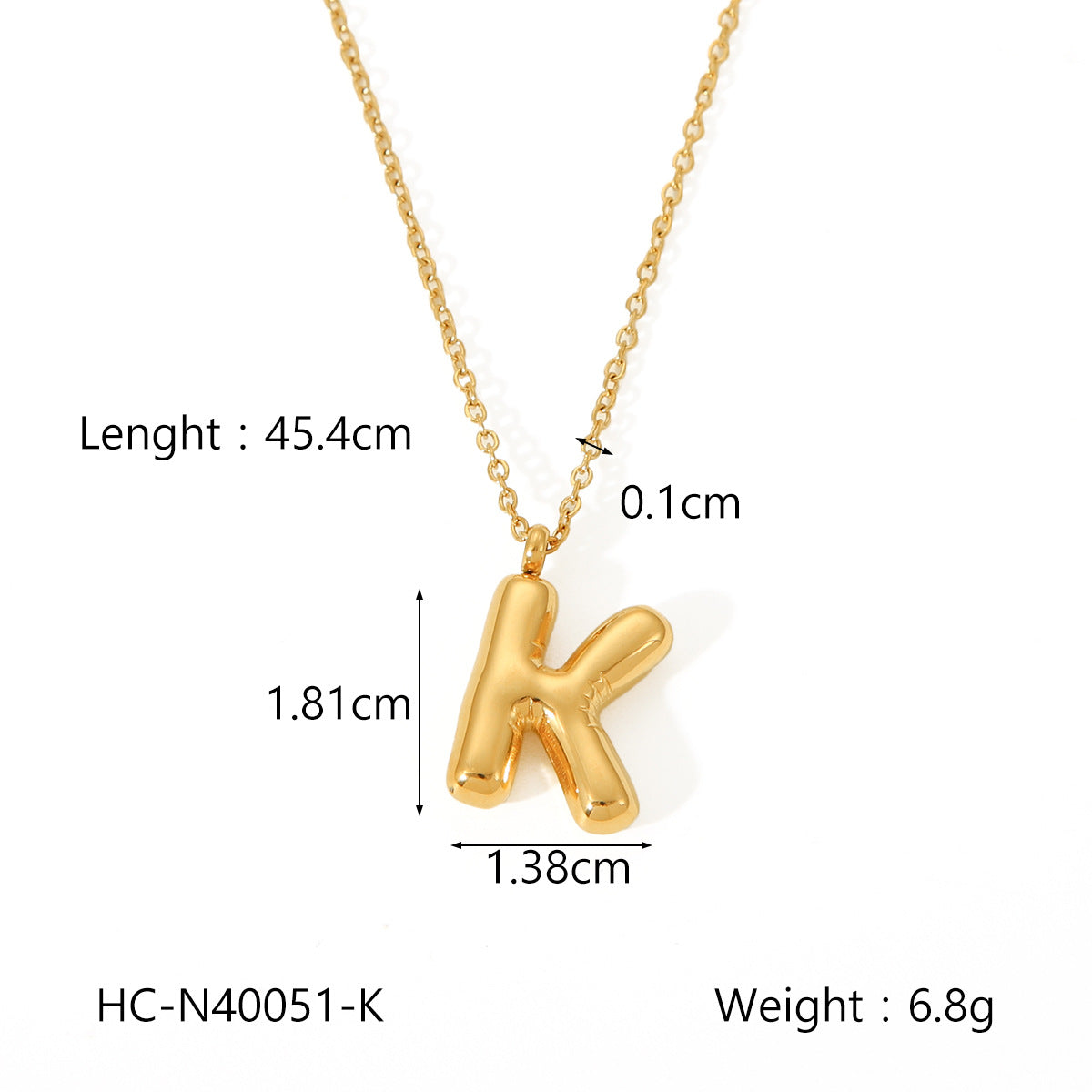 Plump Bubble Alphabet Titanium Steel Necklace Stainless Steel Letter Necklace Fashion Versatile Necklace Accessories