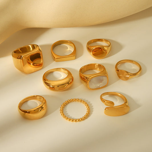 Titanium Steel Non-fading Ring, Stainless Steel Gold-plated, Fashionable and Versatile Ring