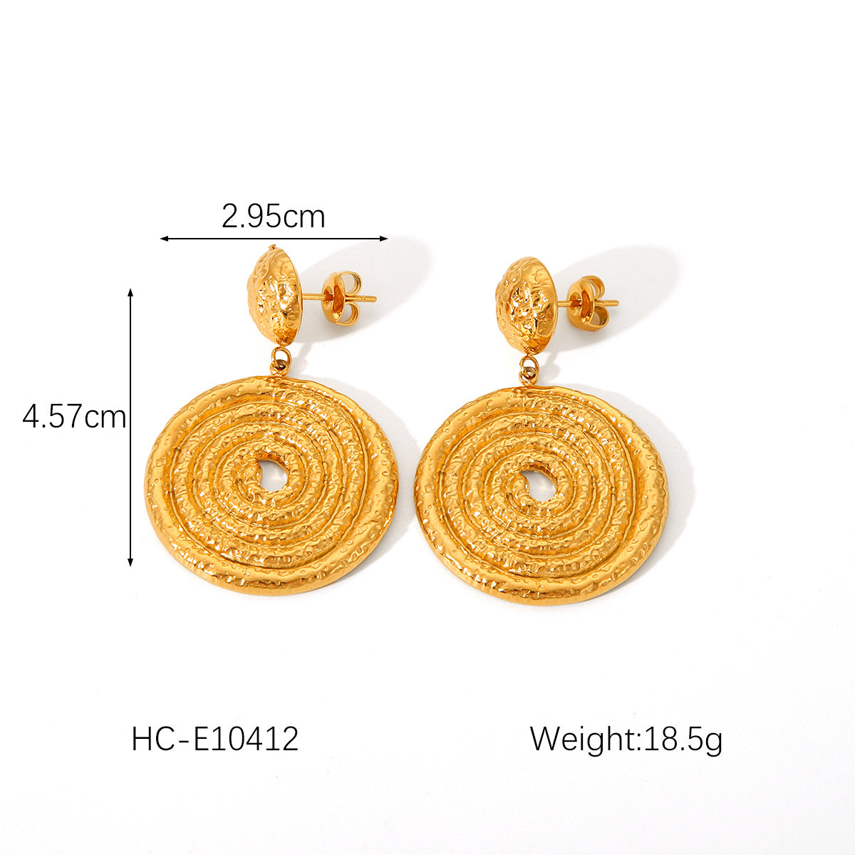Ins Wind Punch Texture Titanium Steel Earrings 18K Gold Stainless Steel Geometric Love Butterfly Inlaid Diamond Earrings