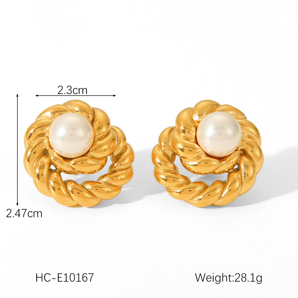 Fashion High-end Pearl Earrings 18K Gold Stainless Steel Earrings for Women, Light Luxury Titanium Steel Earrings