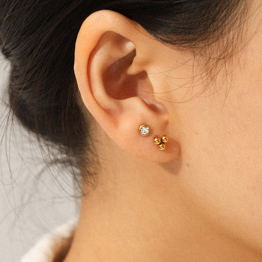 Titanium Steel Earrings, Niche High-end Zircon Earrings, Stainless Steel Jewelry, Geometric Earrings, Light Luxury Jewelry
