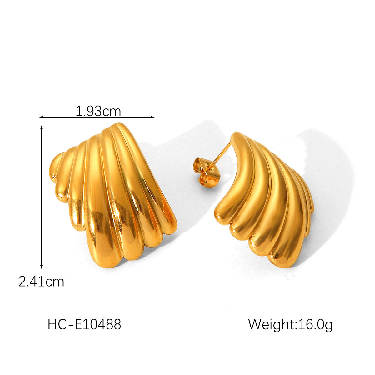 INS-style Popular Pleated Texture Geometric Titanium Steel Earrings, Non-fading, High-end Stainless Steel Earrings for Women