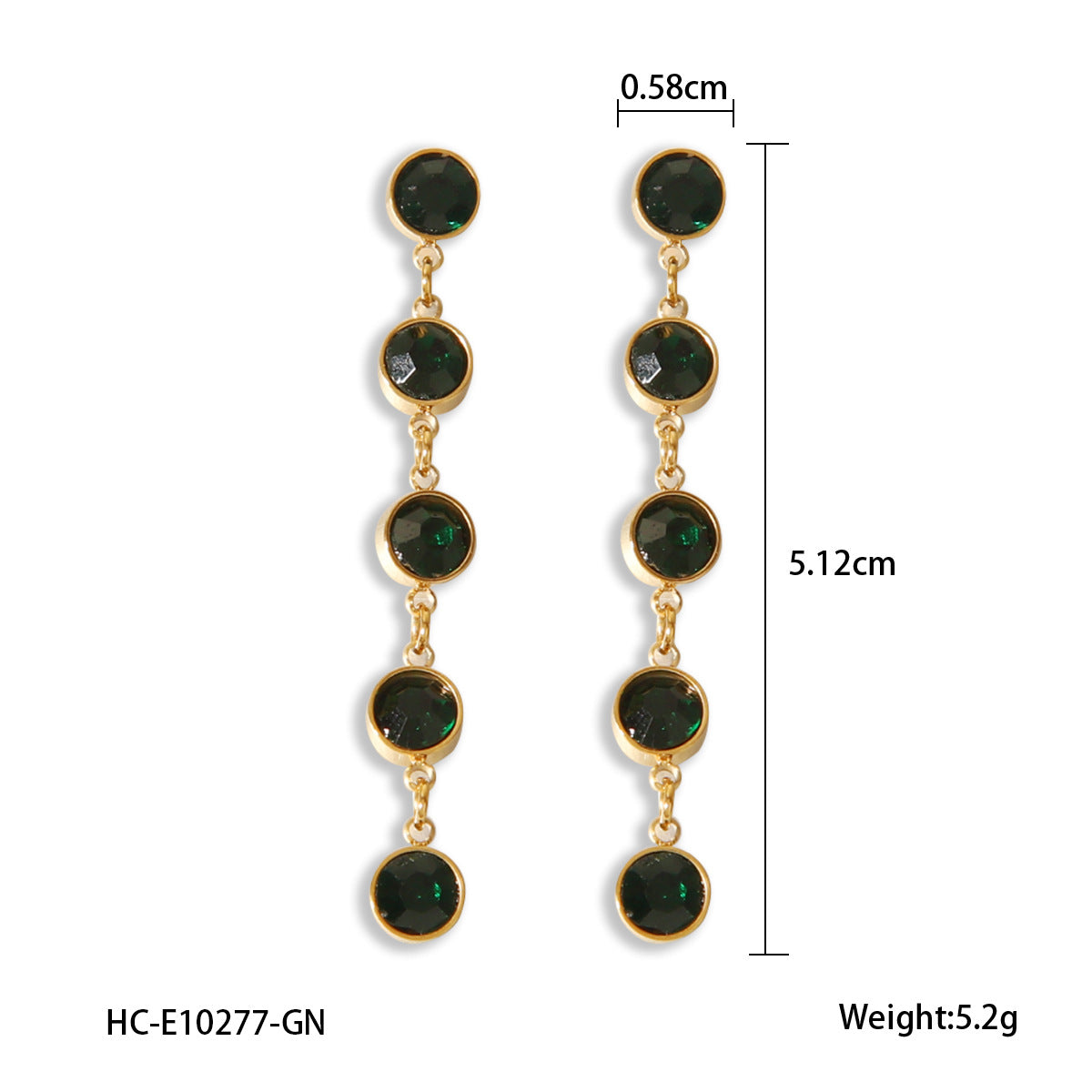 18K Gold Stainless Steel Earrings with A Stylish and Personalized Design, Featuring Tassels and Round Diamond Studded Earrings