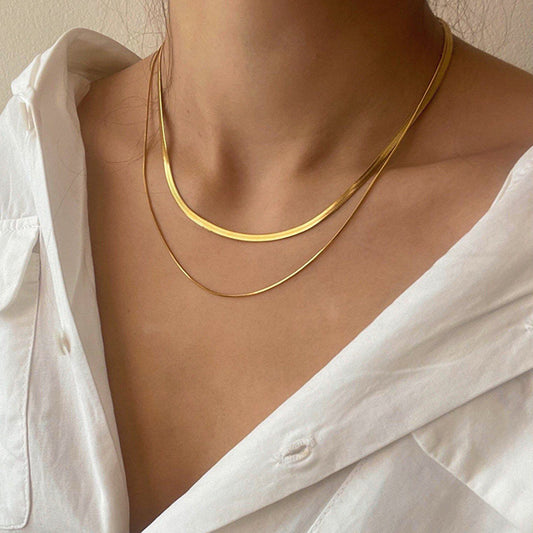 New Double-layer Snake Bone Necklace, Same Style As The Popular Item on Instagram, Women's Versatile Stainless Steel Necklace