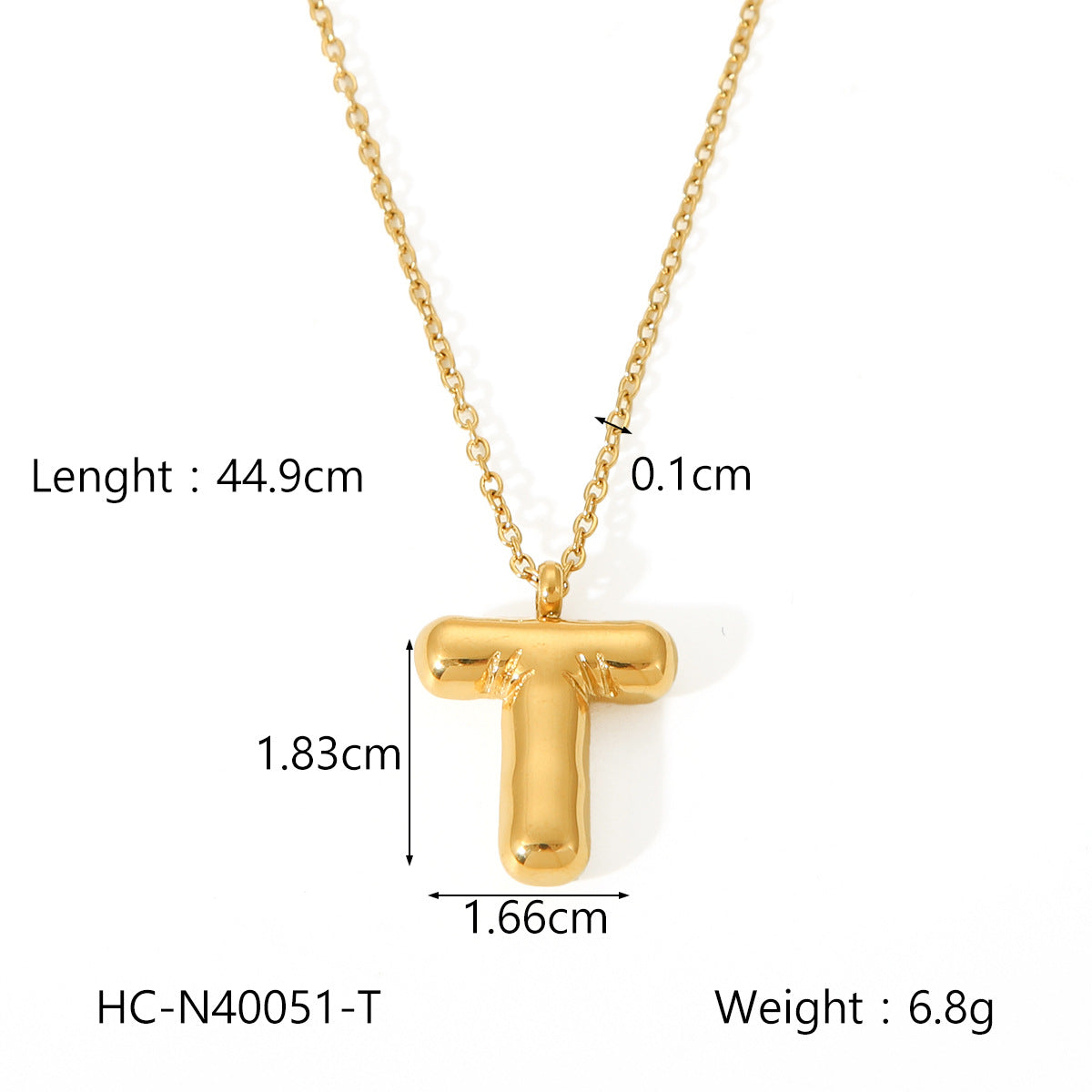 Plump Bubble Alphabet Titanium Steel Necklace Stainless Steel Letter Necklace Fashion Versatile Necklace Accessories