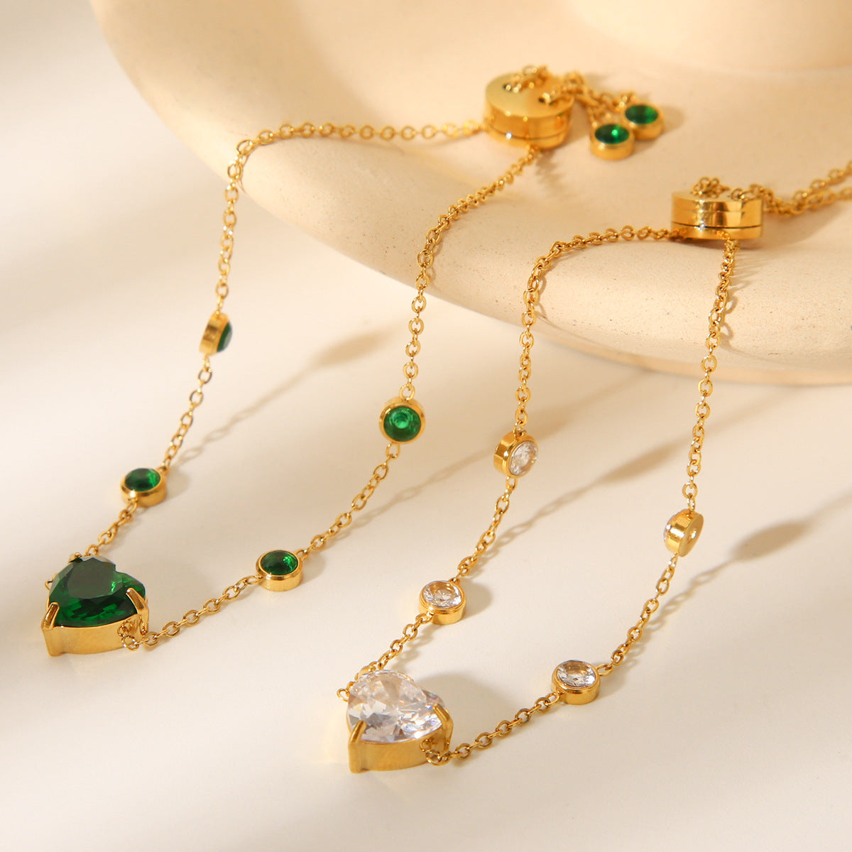 18K Gold Stainless Steel Heart-shaped Zircon Bracelet for Women's Fashion Trend Titanium Steel Bracelet