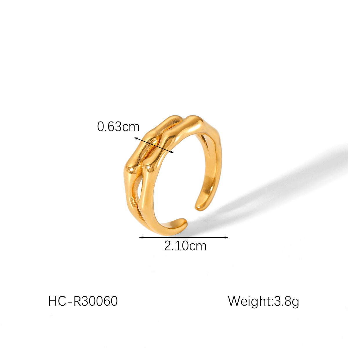 18K Gold Bowknot Pearl Stainless Steel Open Ring Female Fashion Hammered Titanium Steel Zircon Ring