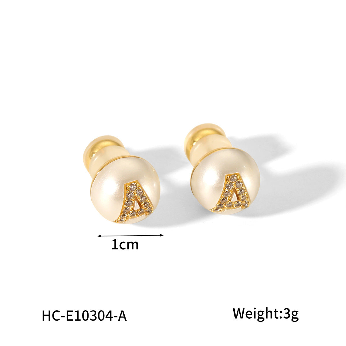 18K gold stainless steel letter studded pearl earrings with feminine charm and versatile titanium steel earrings
