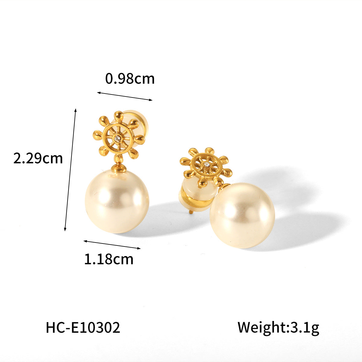 Retro Pearl Earrings Stainless Steel Bow Heart Diamond-Embedded Stud Earrings for Women Fashion Universal Earrings
