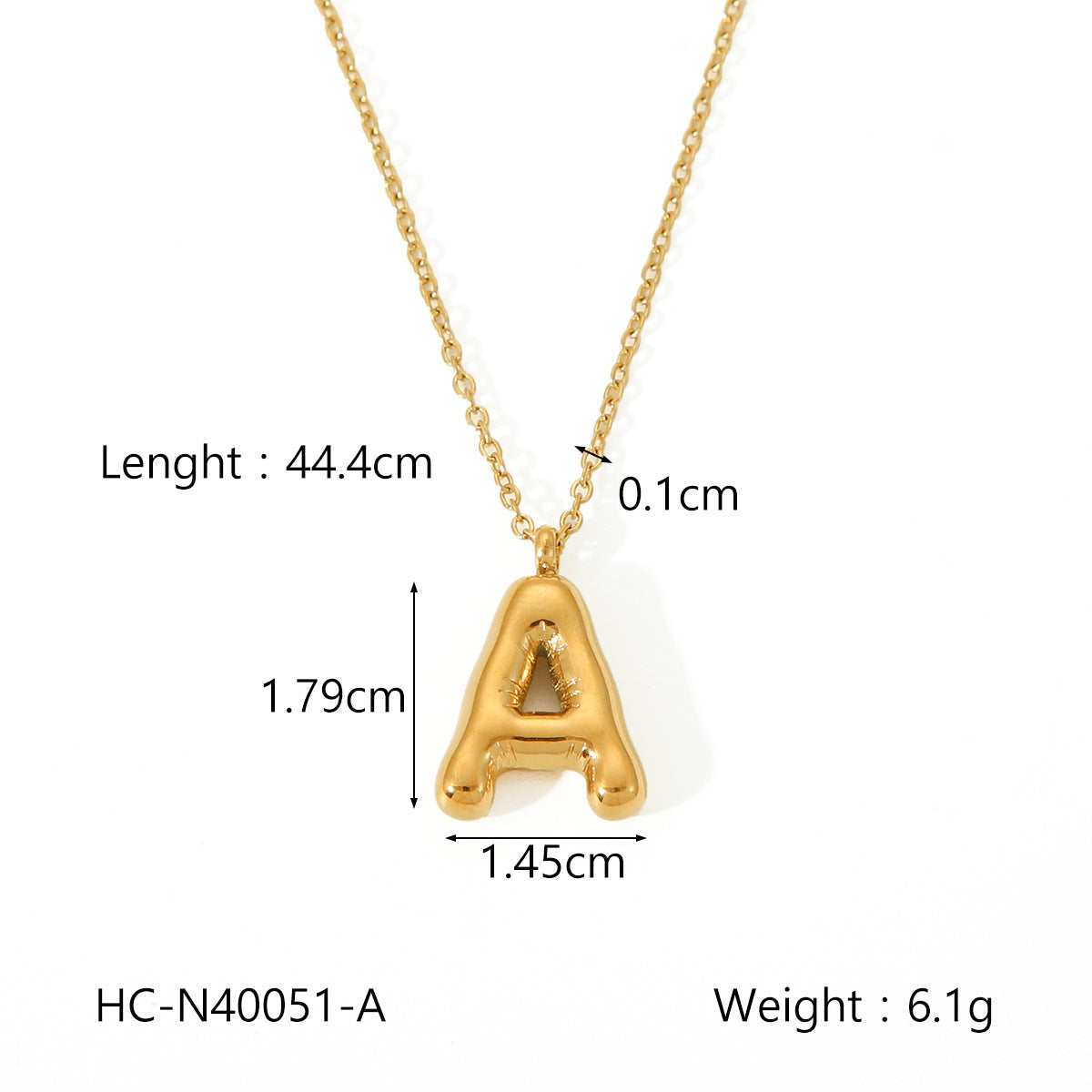 Plump Bubble Alphabet Titanium Steel Necklace Stainless Steel Letter Necklace Fashion Versatile Necklace Accessories