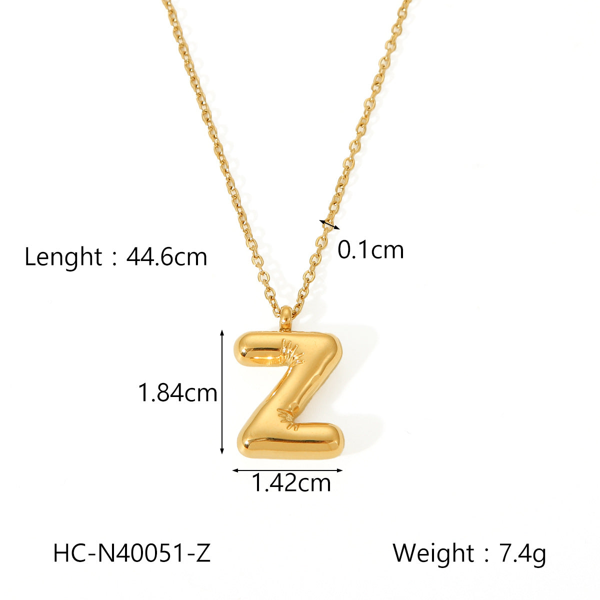 Plump Bubble Alphabet Titanium Steel Necklace Stainless Steel Letter Necklace Fashion Versatile Necklace Accessories