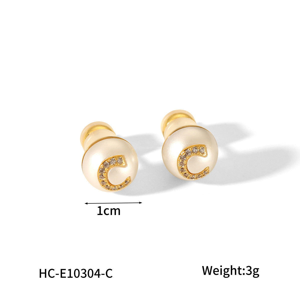 18K gold stainless steel letter studded pearl earrings with feminine charm and versatile titanium steel earrings