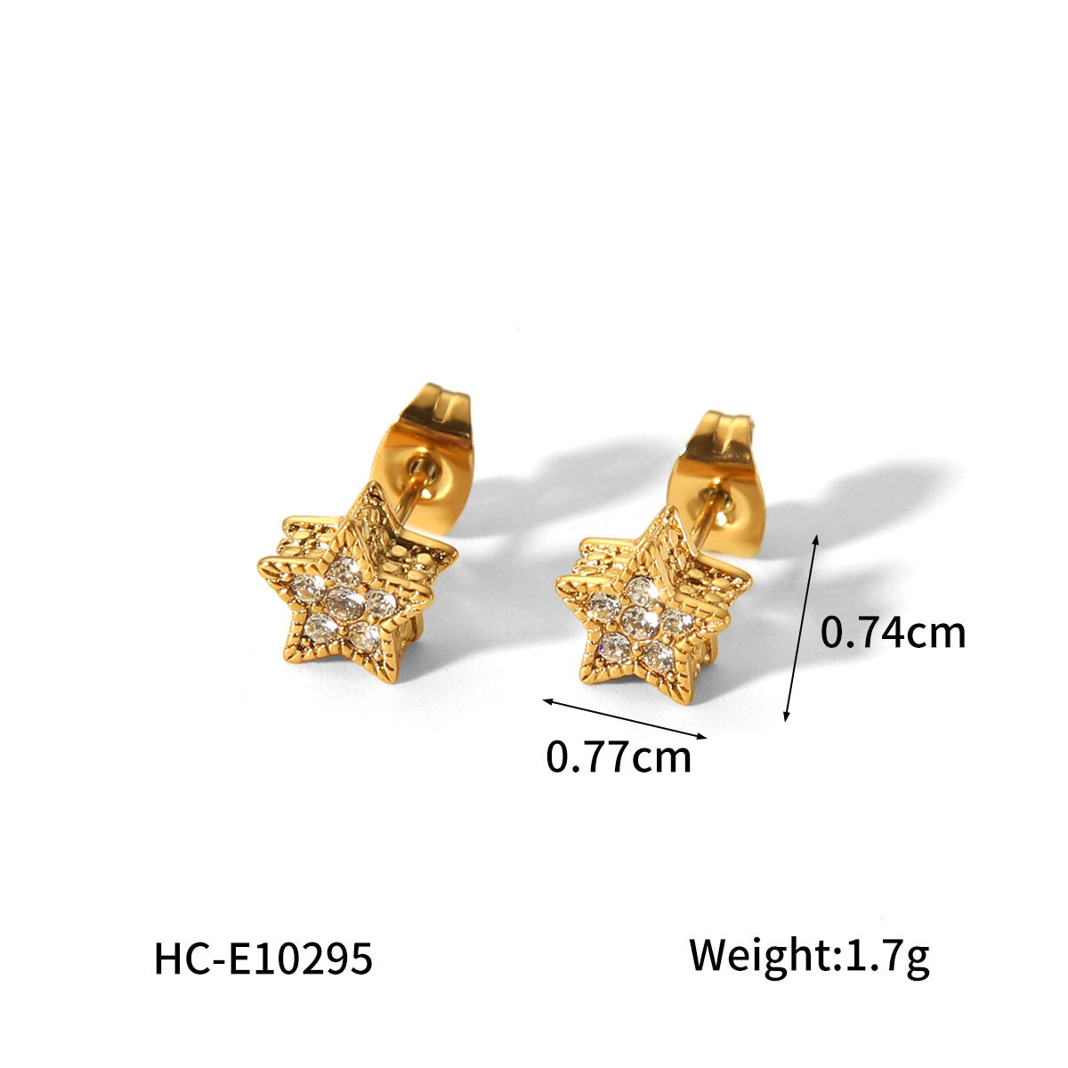 18K Gold Stainless Steel Star Earrings with A Geometric Design and Diamond Studded Earrings for Women, Fashionable and Versatile Titanium Steel Earrings
