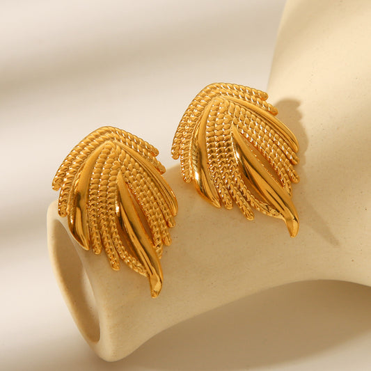 Titanium Steel Earrings, 18K Gold Stainless Steel Wing Earrings, Women's Light Luxury High-end Earrings