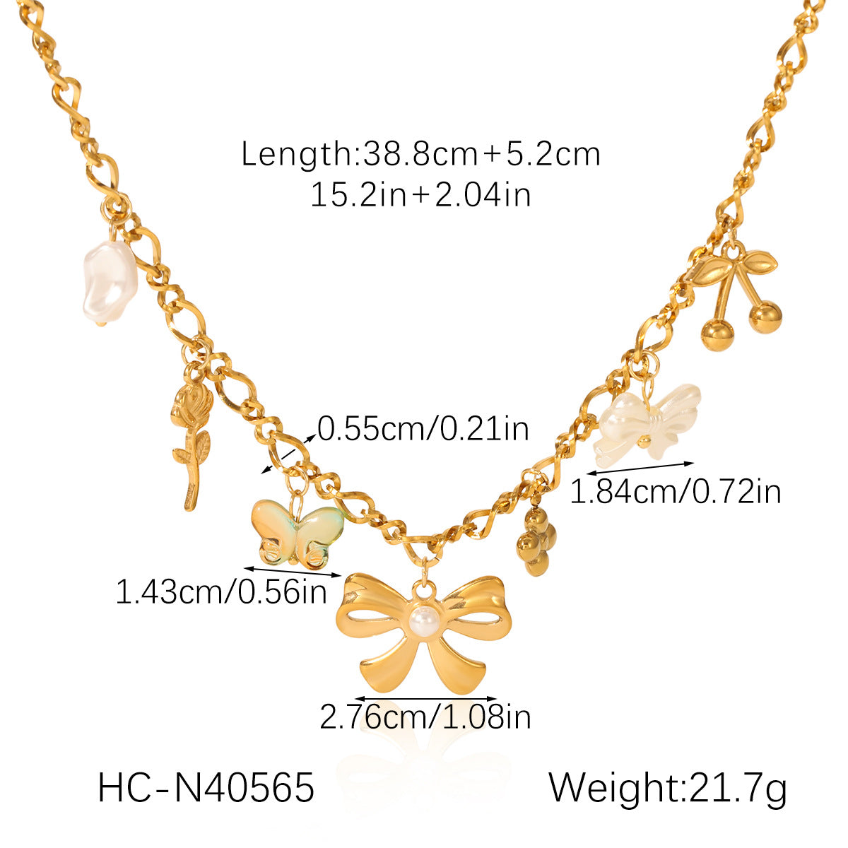 Floral Tassel Pendant Necklace with Bow, Heart, and Sun DIY Accessories - Lightweight Luxury Stainless Steel Necklace