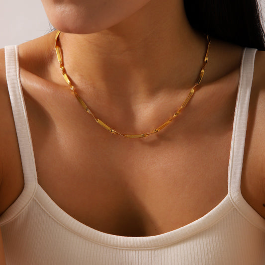 18K Gold-plated Stainless Steel Snake Bone Chain Necklace for Women, Non-fading Titanium Steel Clavicle Chain