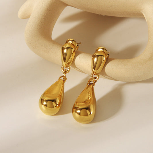 New Product: 18k Gold Stainless Steel Earrings with A Unique Design Featuring Teardrop-shaped Eardrops, Offering A Fashionable and High-end Look