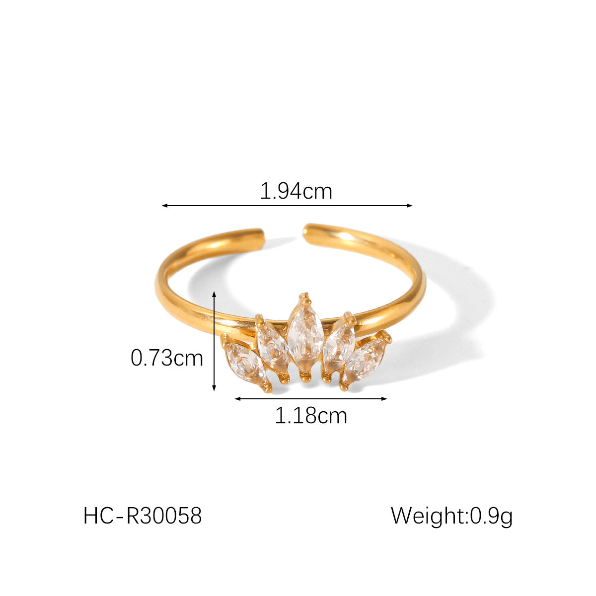 18K Gold Bowknot Pearl Stainless Steel Open Ring Female Fashion Hammered Titanium Steel Zircon Ring