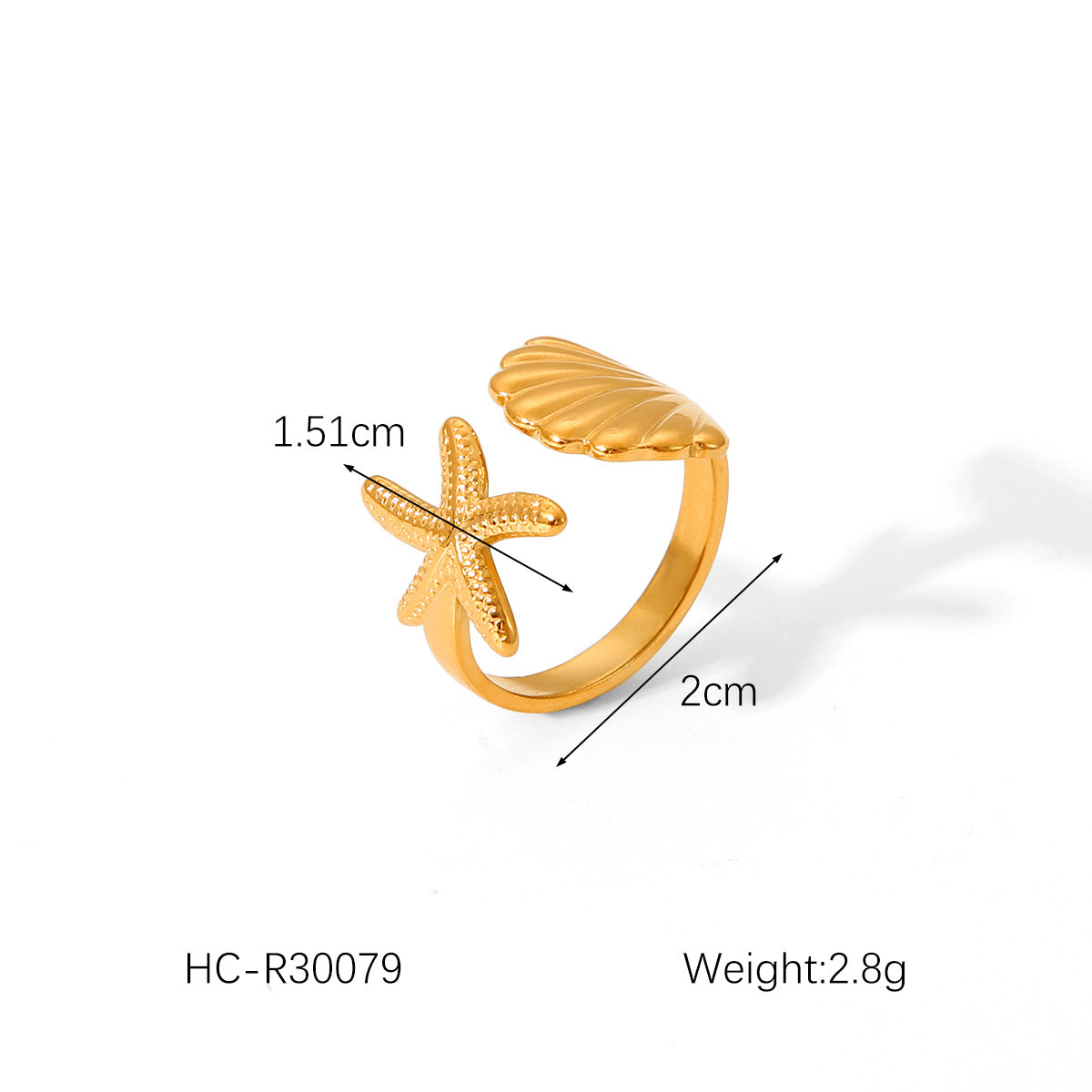 Stainless Steel Shell Pendant Necklace, Color Blocked Starfish Shell Bracelet, Women's Ocean Element Titanium Steel Ring