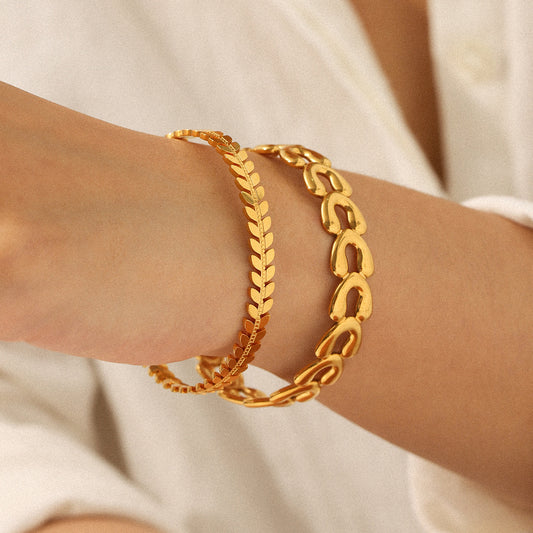 INS18k Gold Jewelry Stainless Steel Open Bracelet, Light Luxury Hand Jewelry, Versatile, Non-fading, Titanium Steel Jewelry