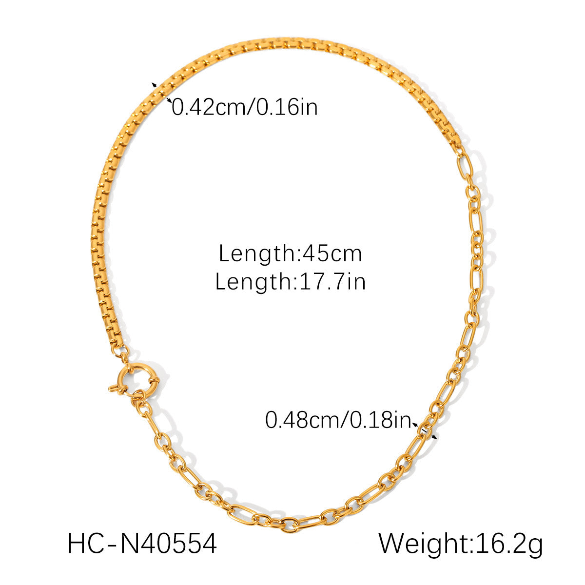 INS-style Titanium Steel Necklace with 18K Gold-plated Spring Clasp, Featuring A Spliced Stainless Steel Chain and A High-end Clavicle Chain