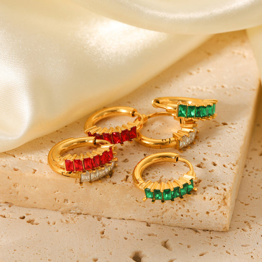 Earrings for Women, Fashionable and Luxurious, Made of Stainless Steel with Gold-plated Earrings and Inlaid with Zircon Titanium Steel Earrings