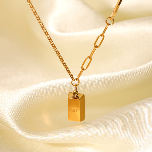 18K Gold "get Rich Quick" Small Gold Nugget Pendant, Stainless Steel Necklace, Versatile Titanium Steel, Non-fading Necklace, High-end Clavicle Chain