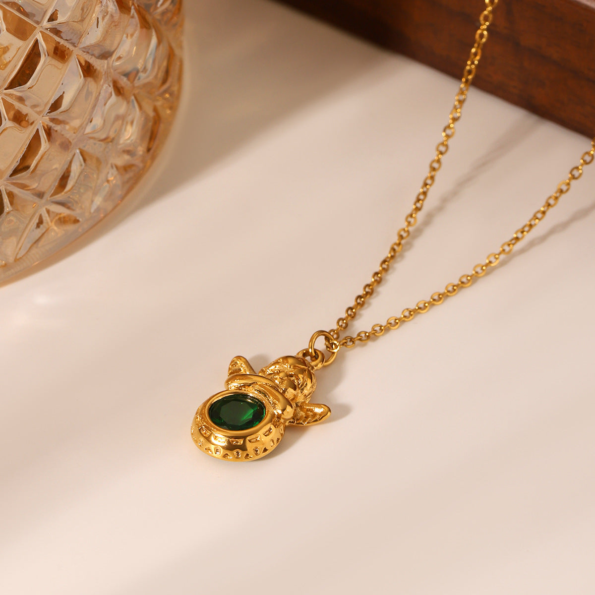 18K Gold Stainless Steel Angel Zircon Necklace, Ins-style Niche Design, Titanium Steel Necklace, High-end Clavicle Chain