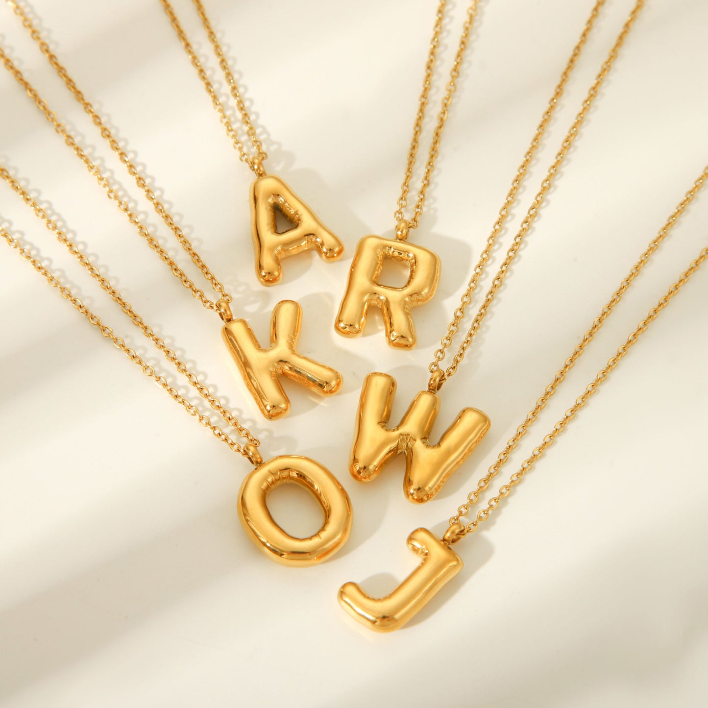 Plump Bubble Alphabet Titanium Steel Necklace Stainless Steel Letter Necklace Fashion Versatile Necklace Accessories