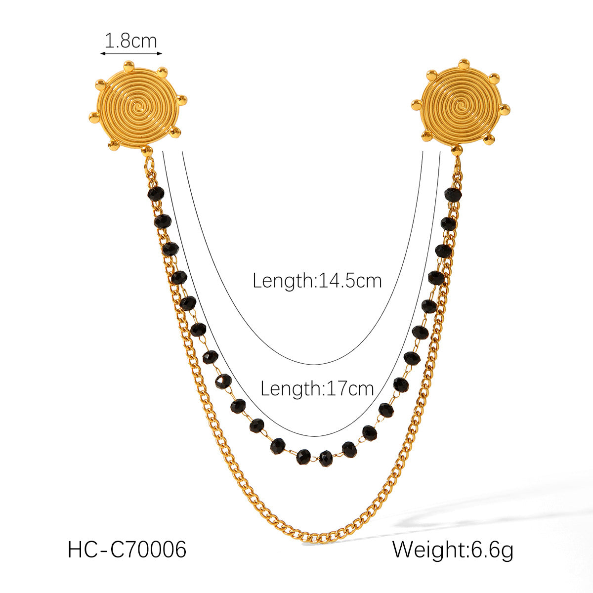 Square Stainless Steel Diamond-encrusted Shirt Collar Pin with Flower and Butterfly Brooch Chain Clothing Accessory
