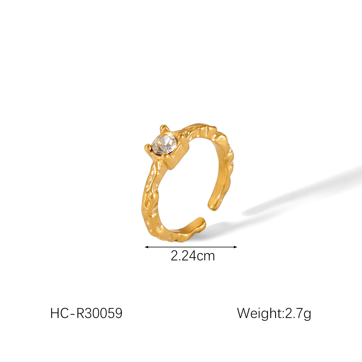 18K Gold Bowknot Pearl Stainless Steel Open Ring Female Fashion Hammered Titanium Steel Zircon Ring
