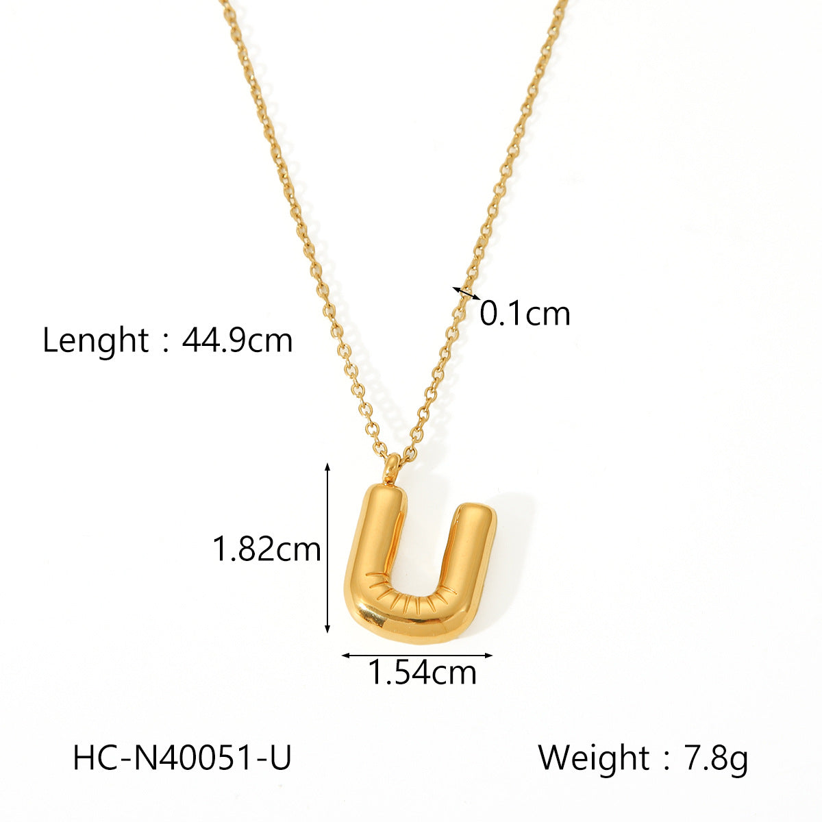 Plump Bubble Alphabet Titanium Steel Necklace Stainless Steel Letter Necklace Fashion Versatile Necklace Accessories