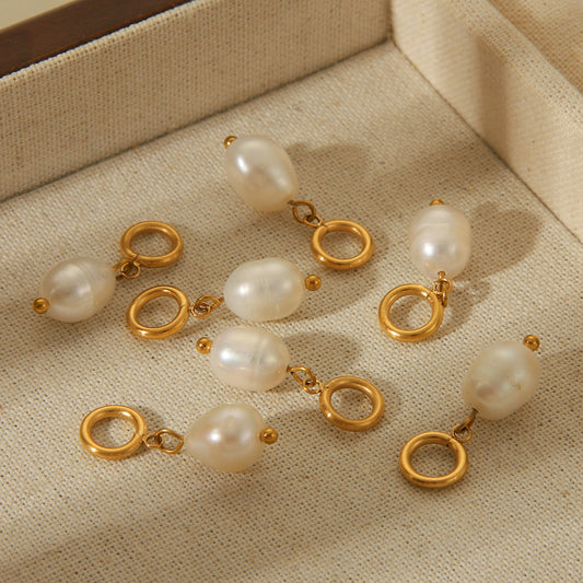 Light Luxury and High-end Freshwater Pearl Stainless Steel Gold-plated Pendant DIY Earrings Necklace Jewelry Accessories
