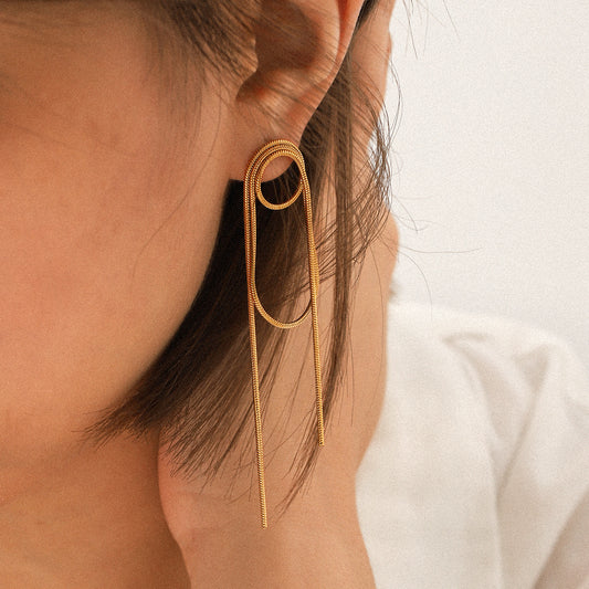 Stainless Steel Fringed Earrings, Light Luxury and High-end Feel, Niche Ear Studs for Women, Non-fading Titanium Steel Jewelry