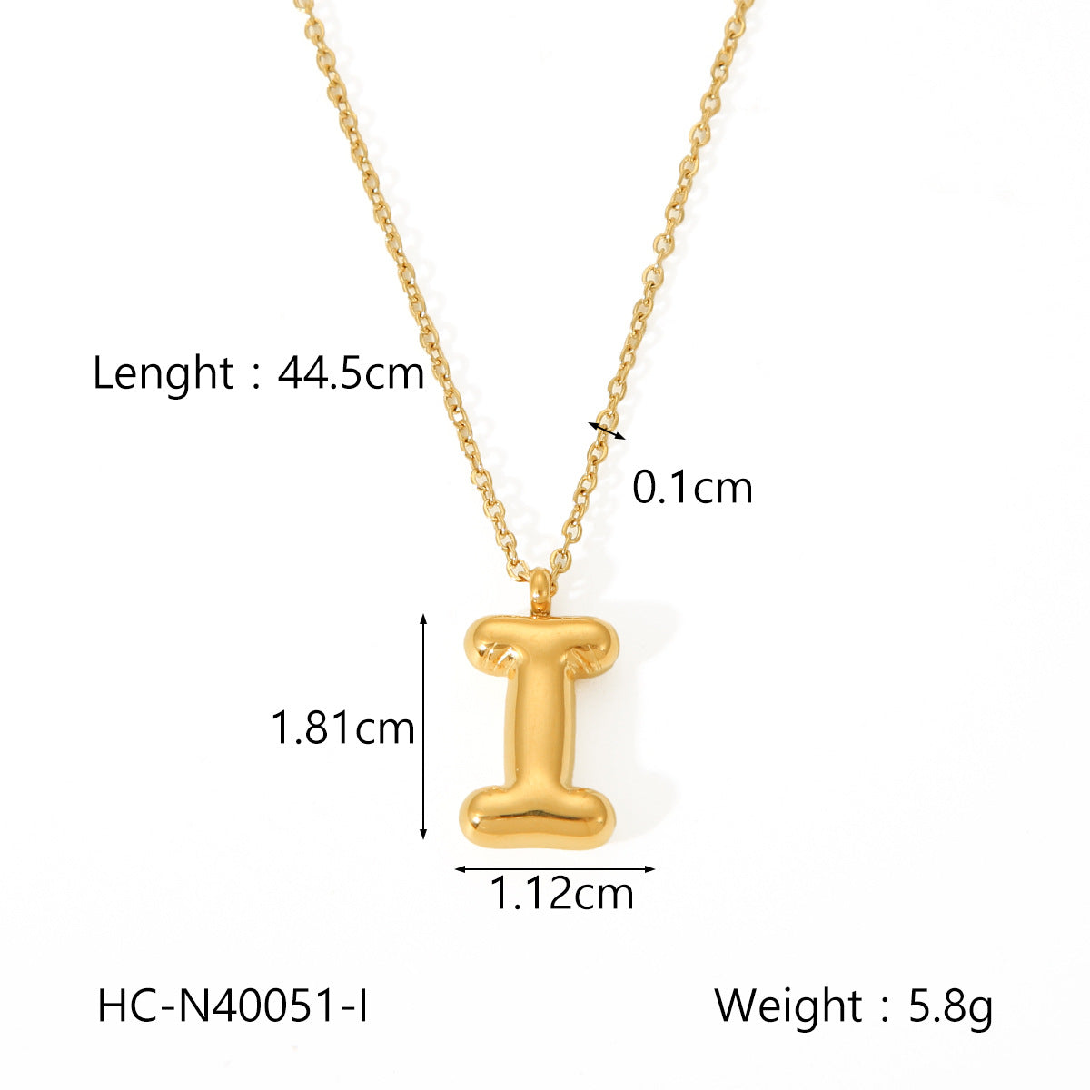 Plump Bubble Alphabet Titanium Steel Necklace Stainless Steel Letter Necklace Fashion Versatile Necklace Accessories