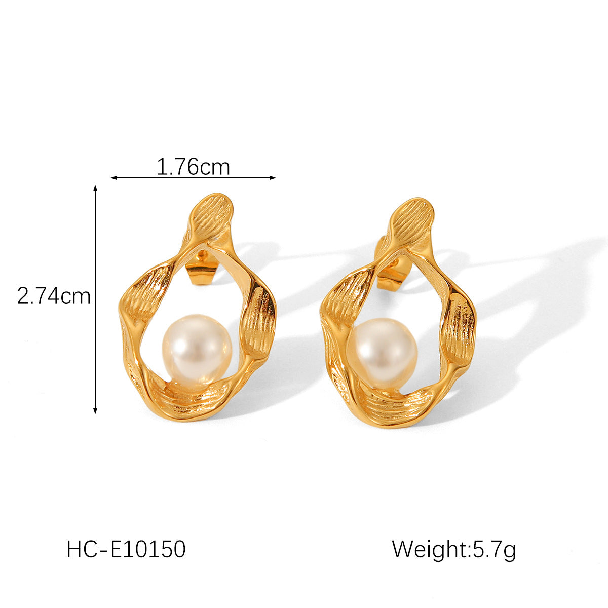 Fashion High-end Pearl Earrings 18K Gold Stainless Steel Earrings for Women, Light Luxury Titanium Steel Earrings