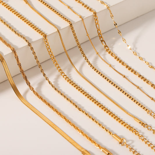 Stainless Steel Bracelet, Fried Dough Twists Chain, Blade Chain, Figaro Chain, Snake Bone Chain, Cross-border Titanium Steel Jewelry