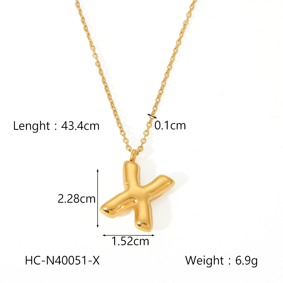 Plump Bubble Alphabet Titanium Steel Necklace Stainless Steel Letter Necklace Fashion Versatile Necklace Accessories