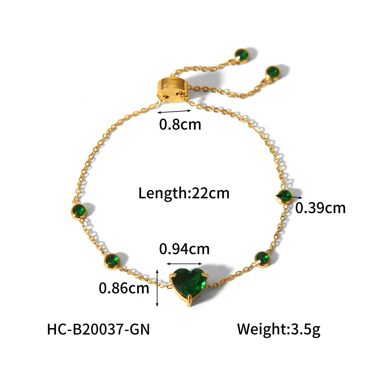 18K Gold Stainless Steel Heart-shaped Zircon Bracelet for Women's Fashion Trend Titanium Steel Bracelet