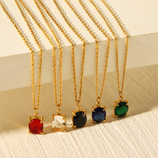 Stainless Steel Necklace for Women, Fashionable and Versatile, Titanium Steel with Zircon Inlay, Non-fading Necklace, Neck Adornment