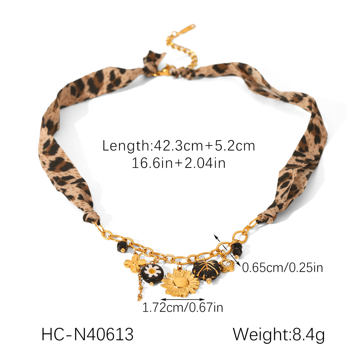 Stainless Steel Flower Sun Heart DIY Jewelry Pendant Leopard Print Necklace Butterfly Daisy Leopard Print Bracelet