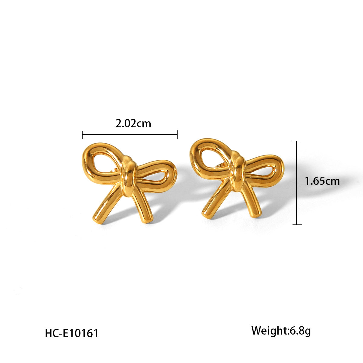 18k Gold Stainless Steel Bow Earrings for Women, Fashionable and Versatile Titanium Steel Earrings