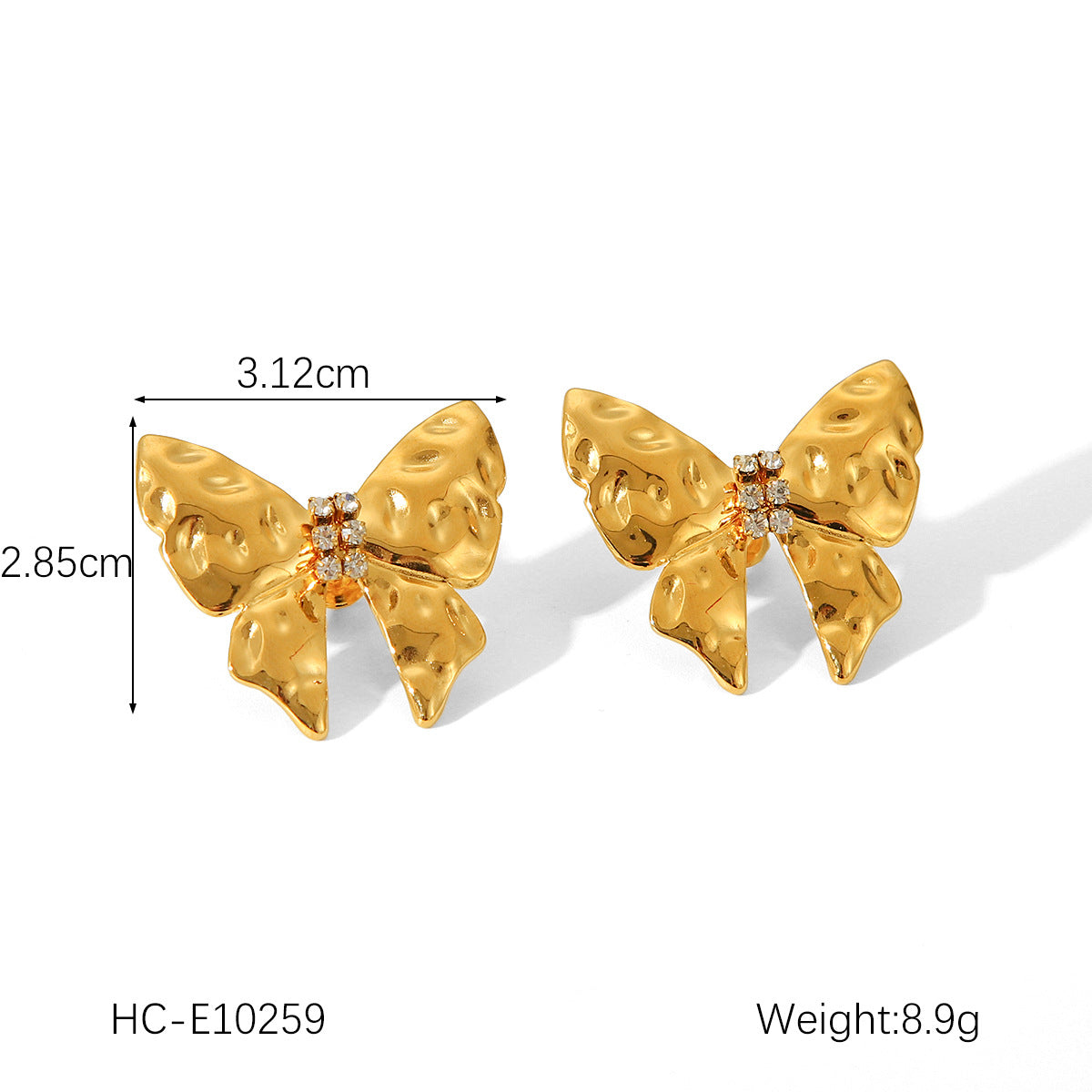 INS-style Titanium Steel Bowknot Earrings, 18K Gold Stainless Steel Butterfly Pearl Earrings, High-end Ear Jewelry