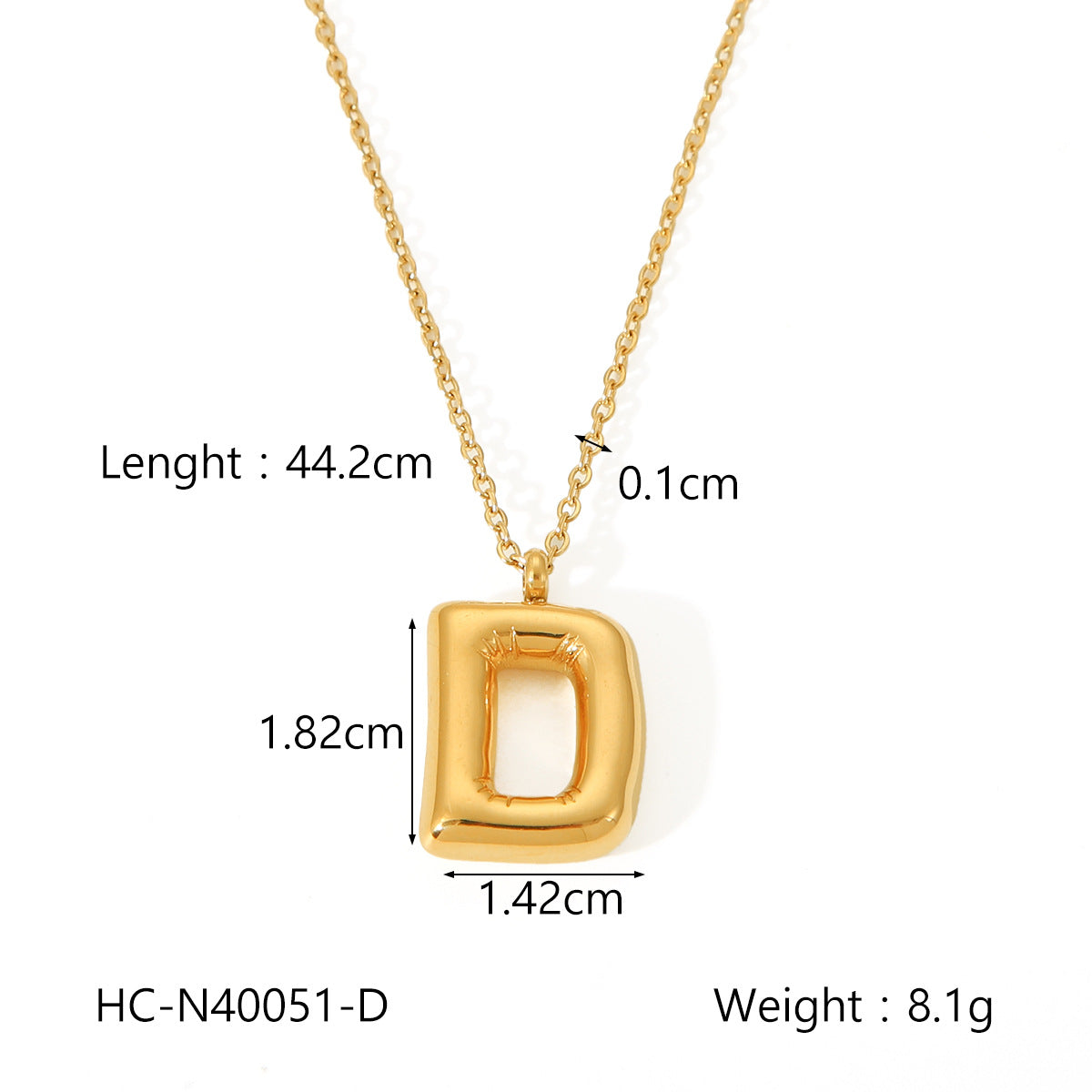 Plump Bubble Alphabet Titanium Steel Necklace Stainless Steel Letter Necklace Fashion Versatile Necklace Accessories
